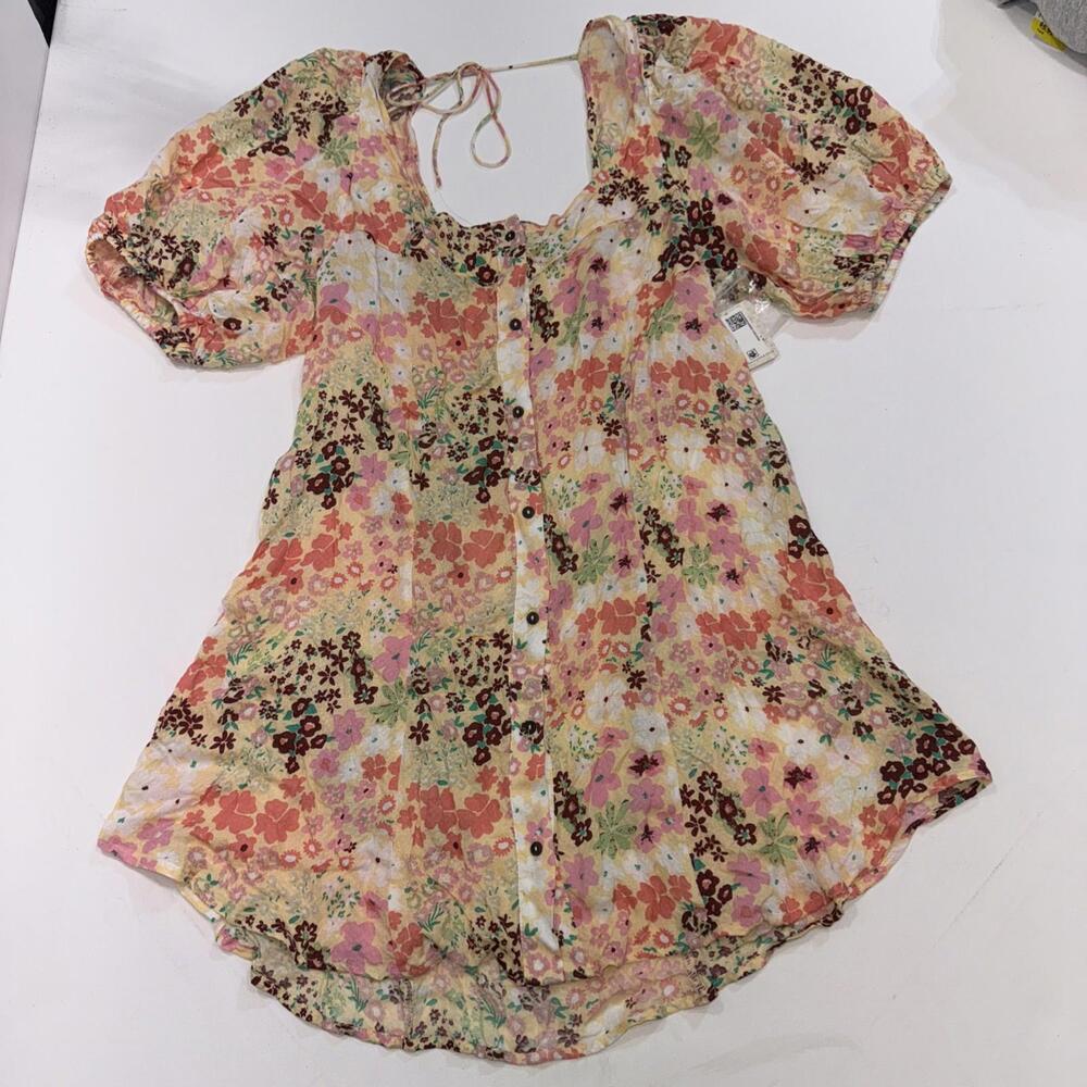Free People Callie Floral‎ Fairy Boho Peasant Cottagecore Tunic Top Blouse Small - Picture 6 of 15